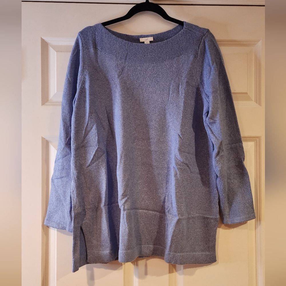 NWT J. Jill blue oversized knit sweater size LP